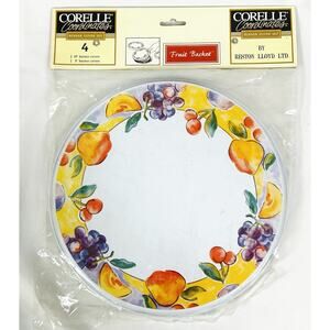 CORELLE Coordinates Fruit Basket Burner Covers Set Of 4 Vintage New Old Stock